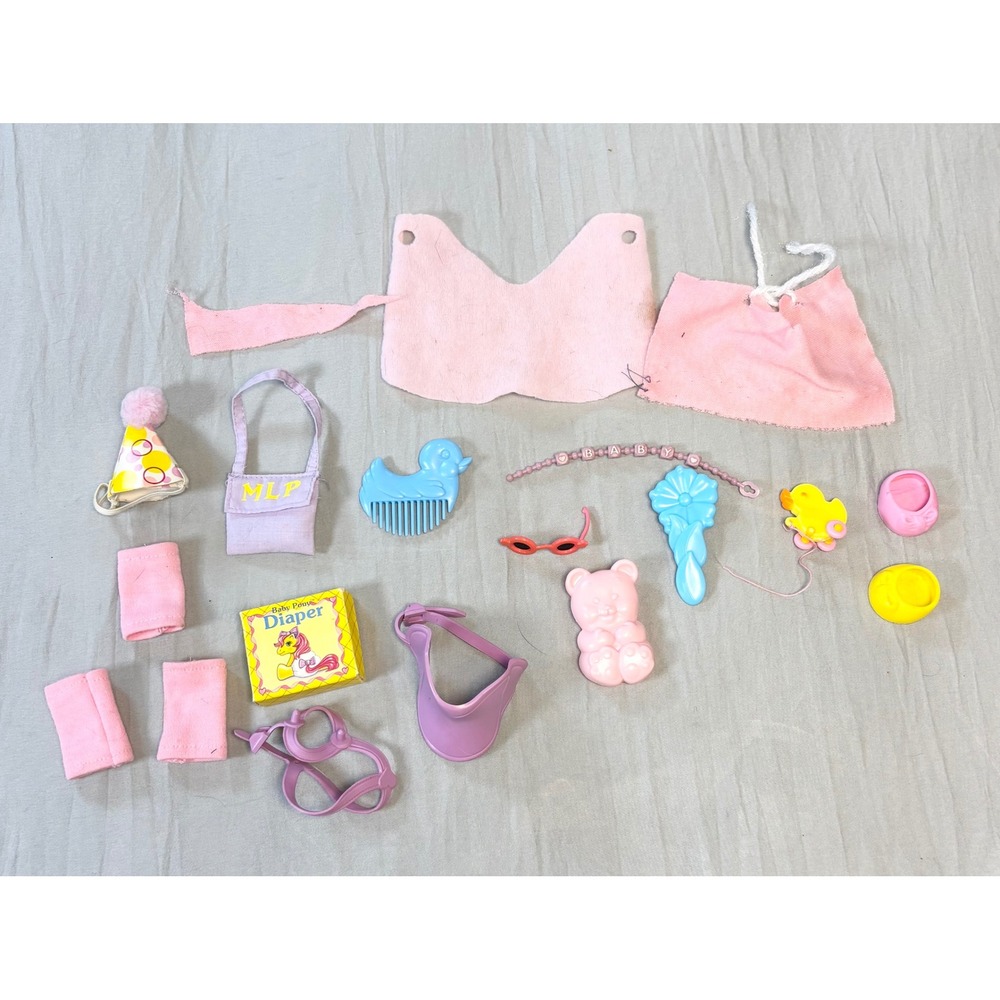Vintage My Little Pony G1 Accessory Lot Hasbro 80s Mixed Clothes Brushes Diaper